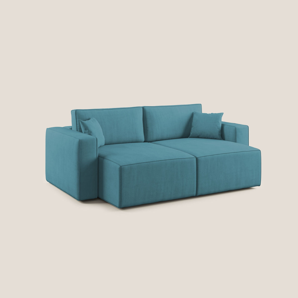 Morfeo divano con sedute estraibili in morbido tessuto impermeabile T02 azzurro - divitt.sbs