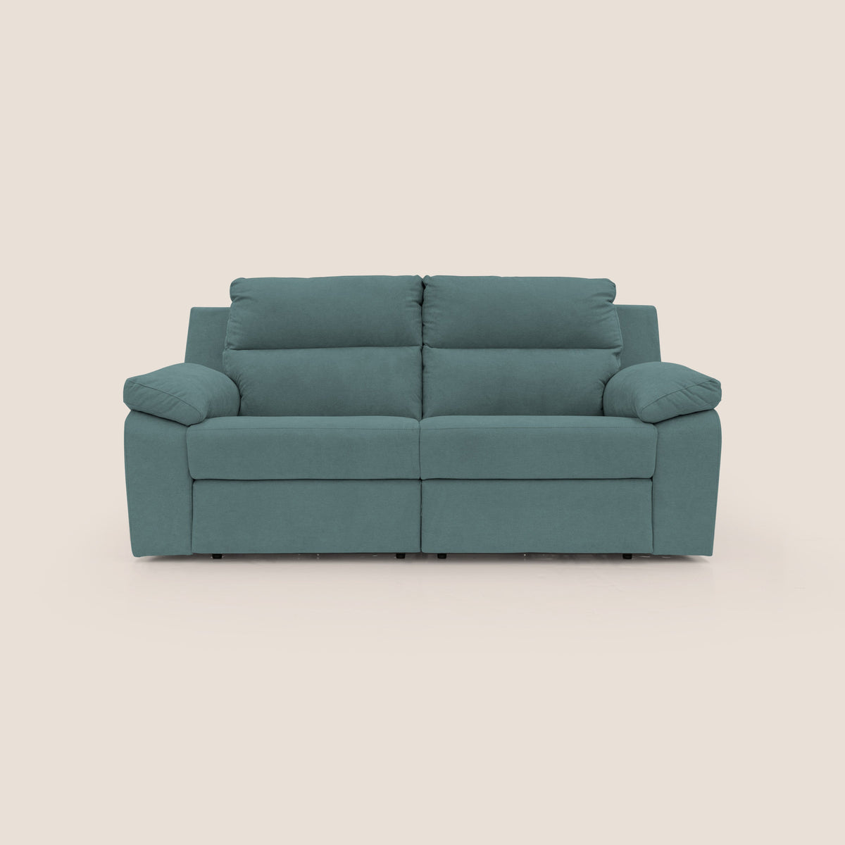 Romeo Divano relax con recliner elettrico in morbido tessuto impermeabile T02 petrolio - divitt.sbs