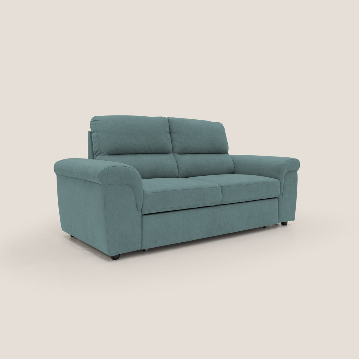 Minerva divano con pouf estraibile poggiapiedi in tessuto morbido impermeabile T02 petrolio - divitt.sbs