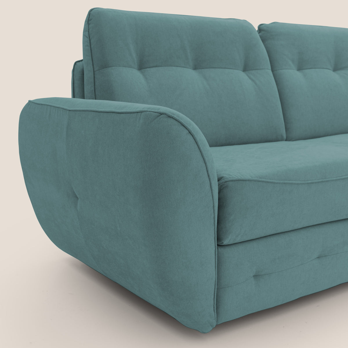 Zeus Divano letto scandinavo con schienale alto in tessuto impermeabile T02 petrolio - divitt.sbs