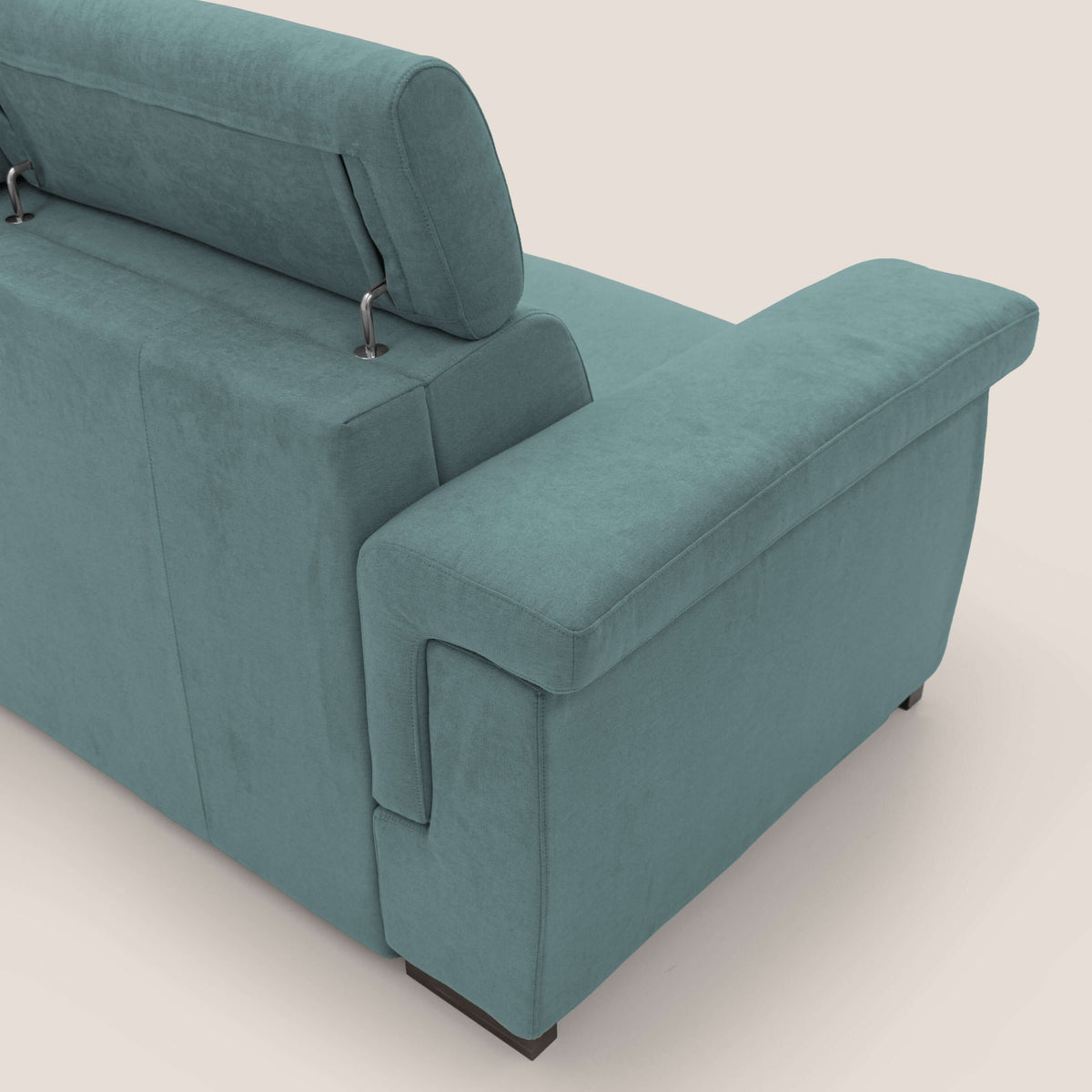Bjorn divano letto sfoderabile con materasso H18 cm e poggiatesta reclinabili in tessuto impermeabile T02 petrolio - divitt.sbs