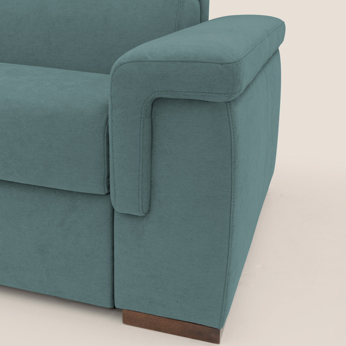 Giunone divano letto con materasso alto 18 cm e poggiatesta reclinabili in tessuto impermeabile T02 petrolio - divitt.sbs