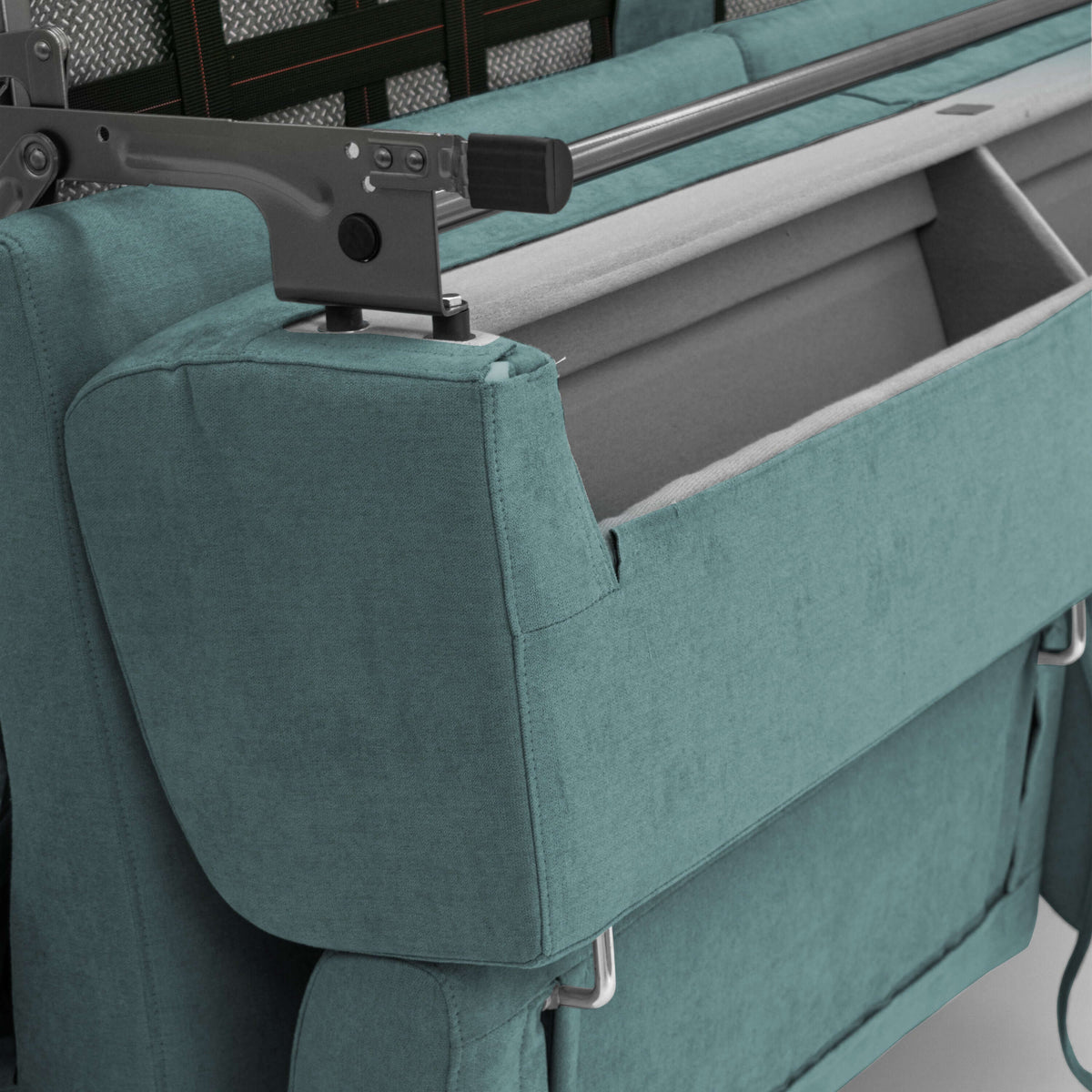 Bjorn divano letto sfoderabile con materasso H18 cm e poggiatesta reclinabili in tessuto impermeabile T02 petrolio - divitt.sbs
