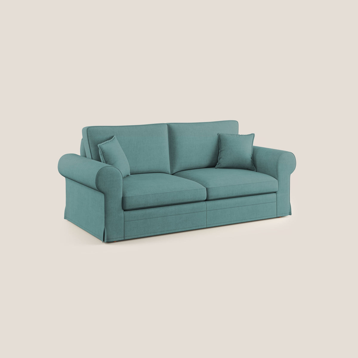 Lady divano classico in piuma d'oca realizzato con tessuto impermeabile T02 petrolio - divitt.sbs