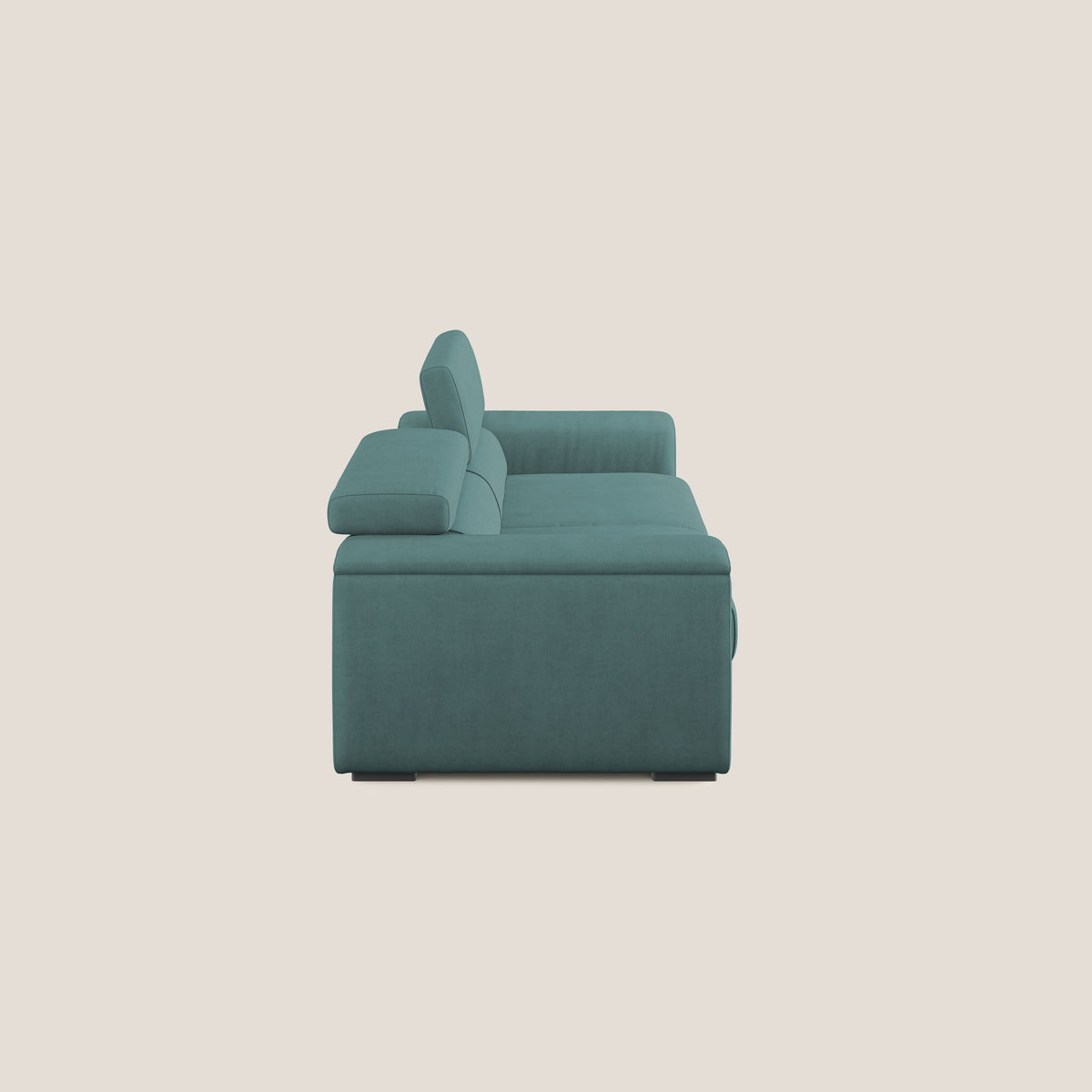 Zeno Divano con pouf estraibile poggiapiedi in tessuto morbido impermeabile T02 petrolio - divitt.sbs