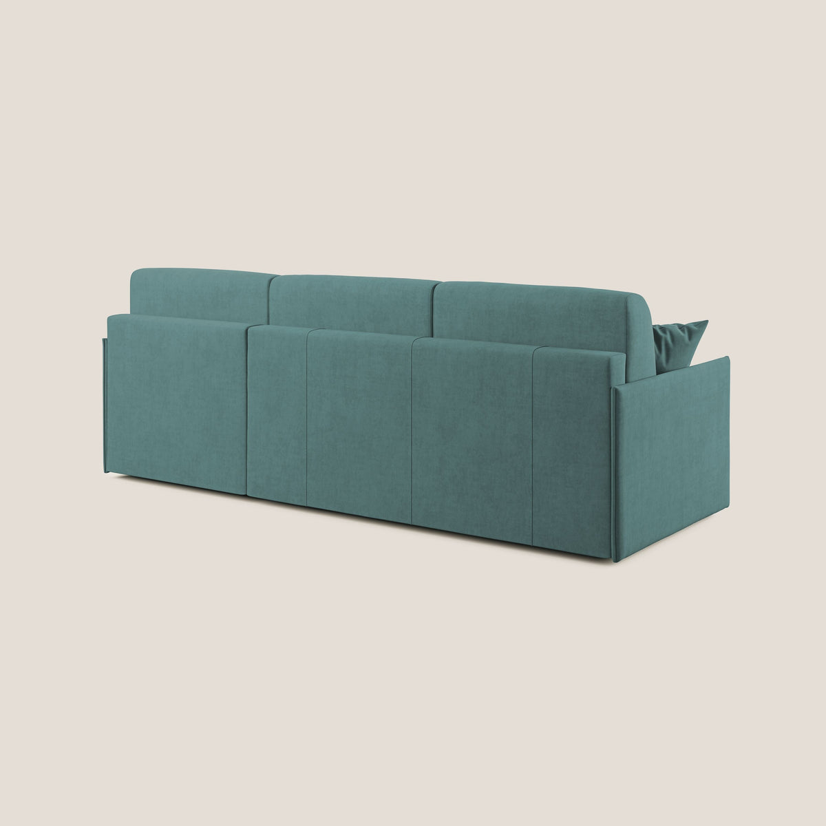 Evans Divano letto angolare con penisola in morbido tessuto impermeabile T02 petrolio - divitt.sbs