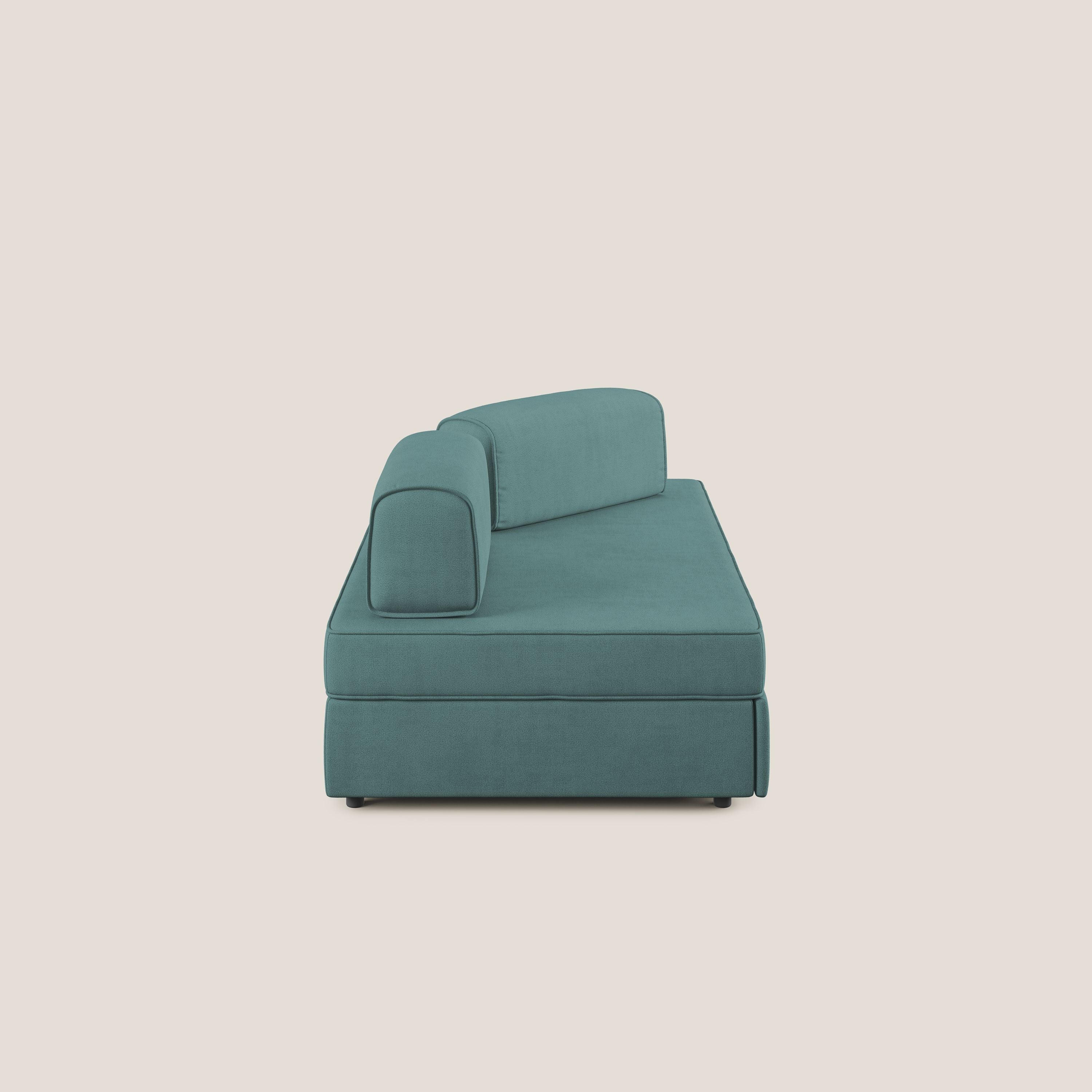 Liberty divano con pouf estraibile e schienali movibili in tessuto morbido impermeabile T02 petrolio - divitt.sbs