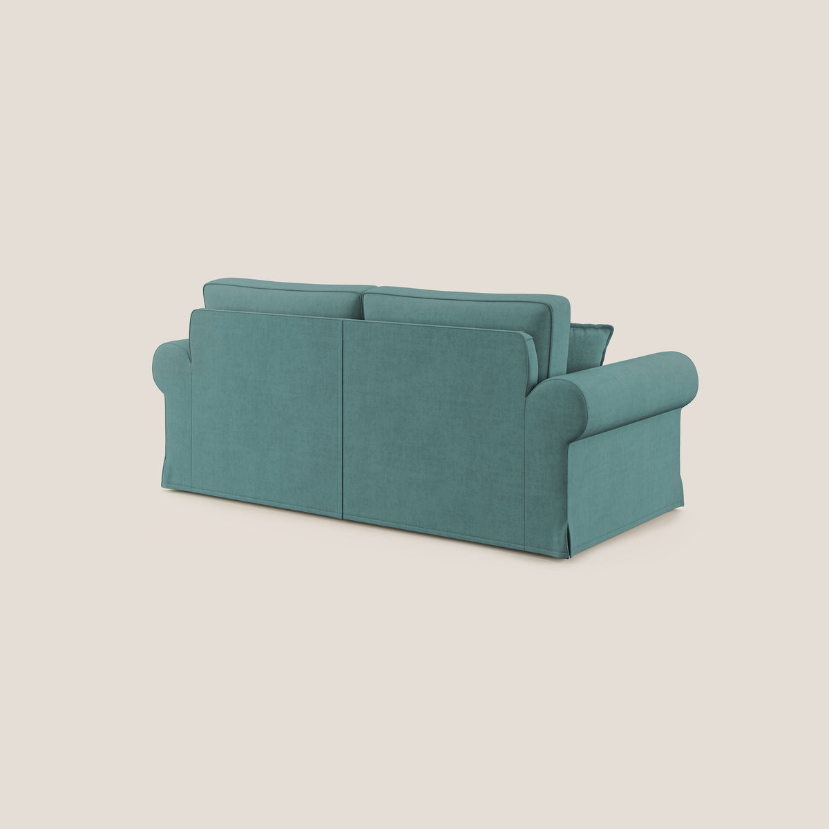 Lady divano classico in piuma d'oca realizzato con tessuto impermeabile T02 petrolio - divitt.sbs