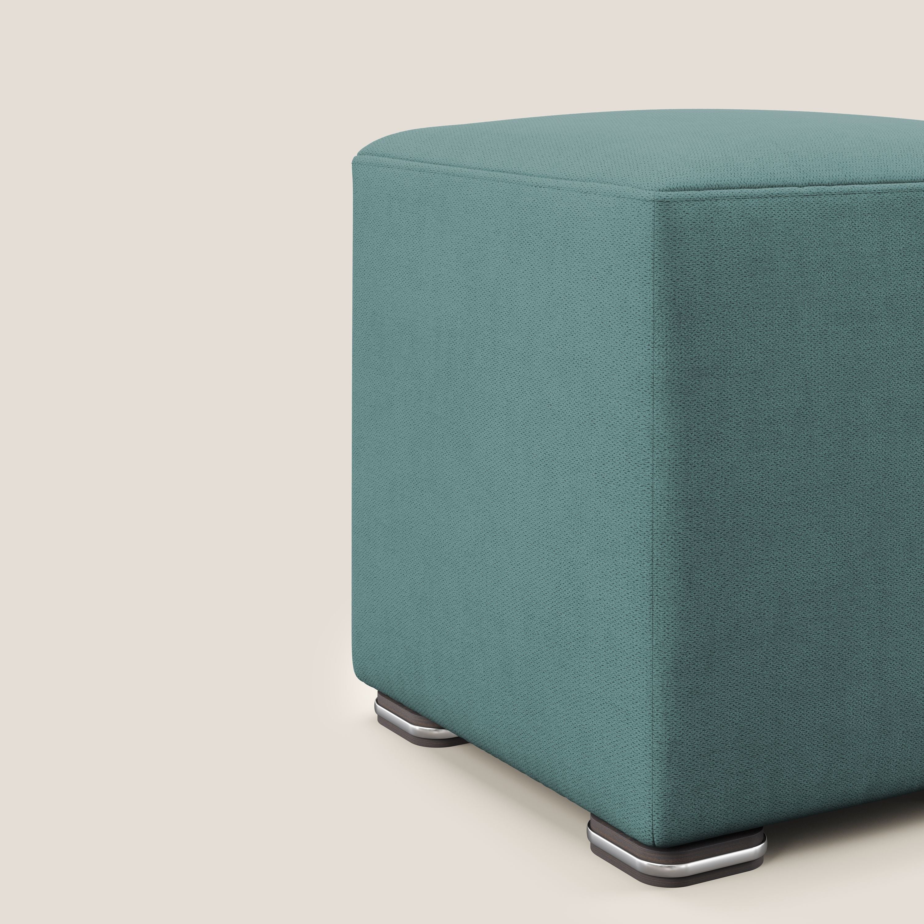 Cube pouf in tessuto morbido impermeabile T02 petrolio - divitt.sbs