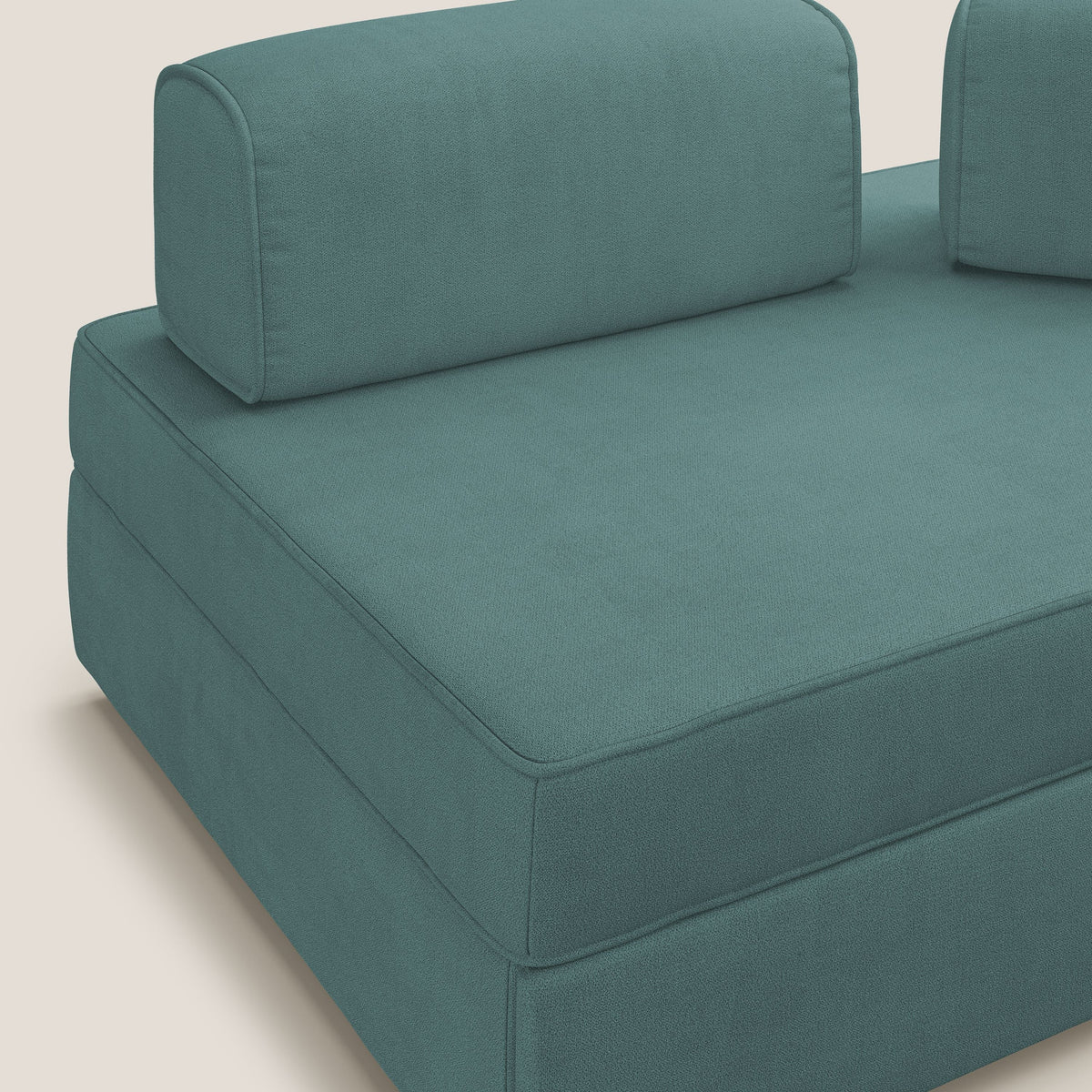 Liberty divano con pouf estraibile e schienali movibili in tessuto morbido impermeabile T02 petrolio - divitt.sbs