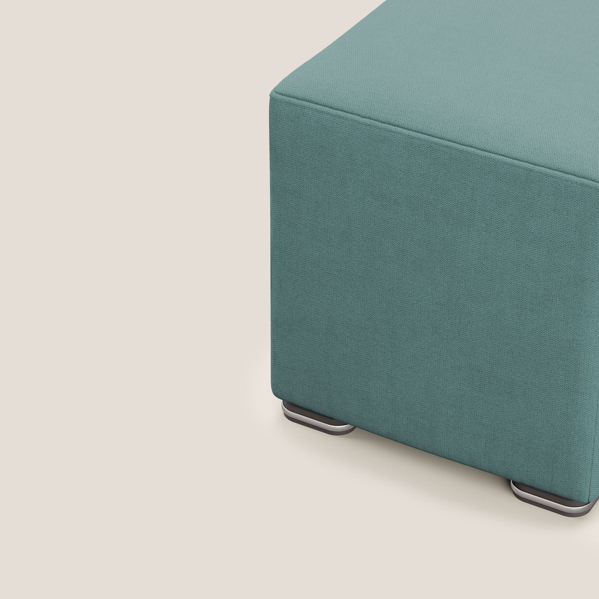 Cube pouf in tessuto morbido impermeabile T02 petrolio - divitt.sbs