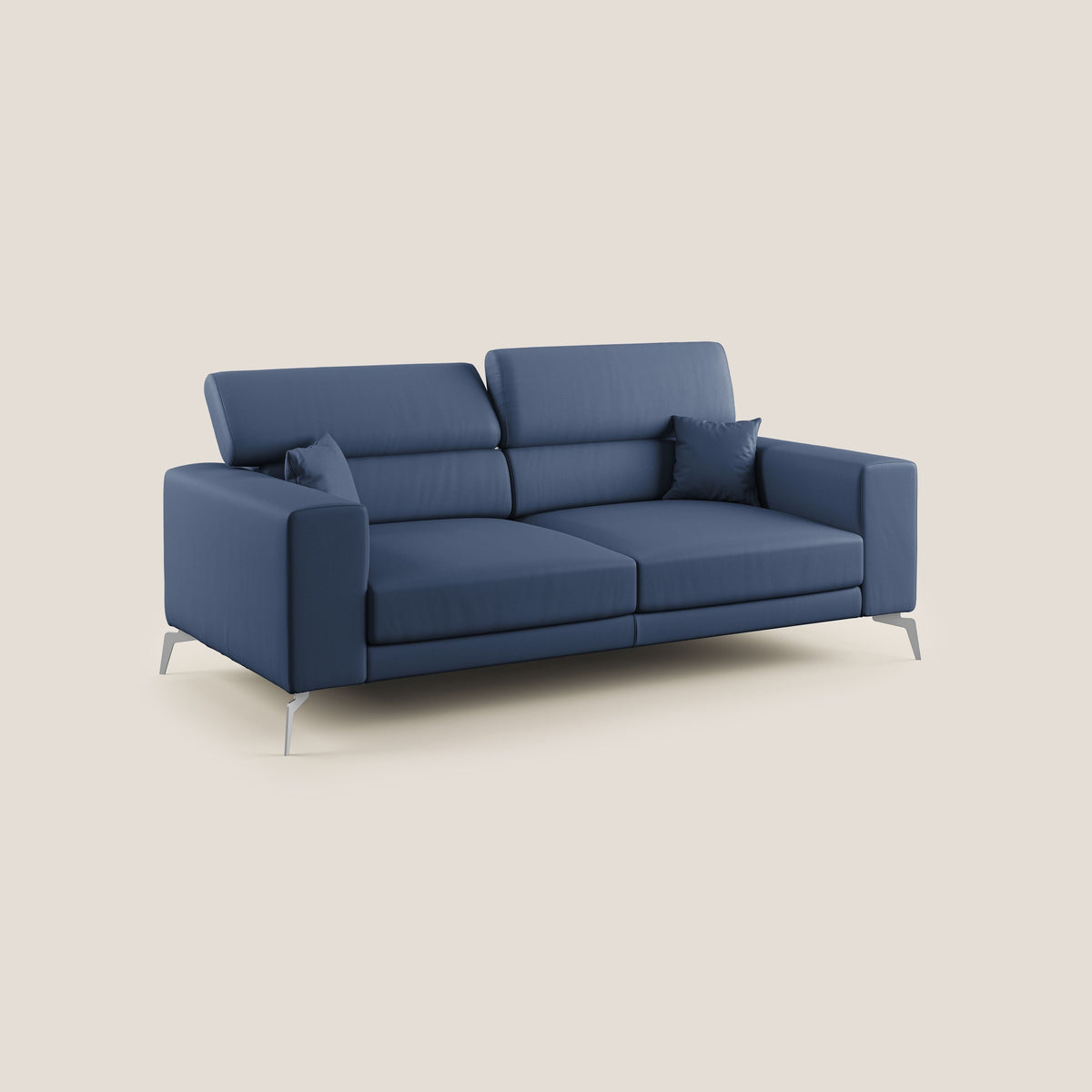 Blade Divano moderno con poggiatesta reclinabili in Ecopelle T04 blu - divitt.sbs