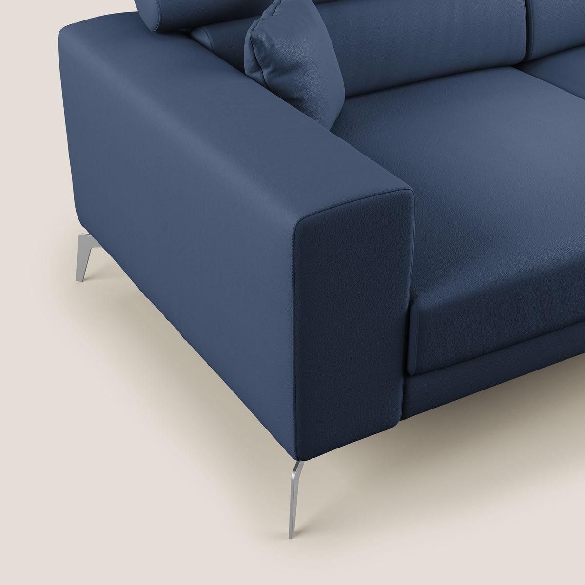 Blade Divano moderno con poggiatesta reclinabili in Ecopelle T04 blu - divitt.sbs