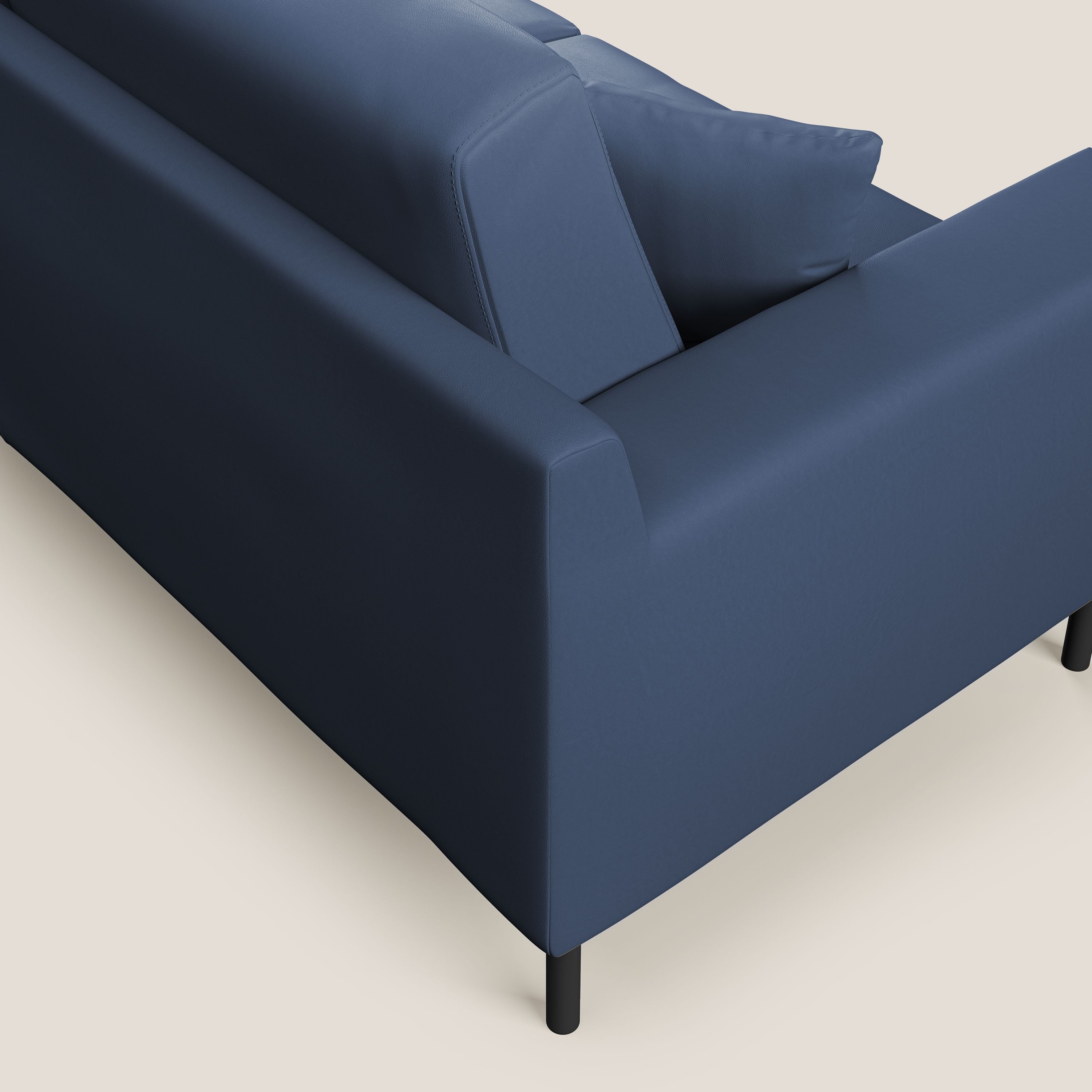 Uranio divano moderno lineare in Ecopelle impermeabile T04 blu - divitt.sbs