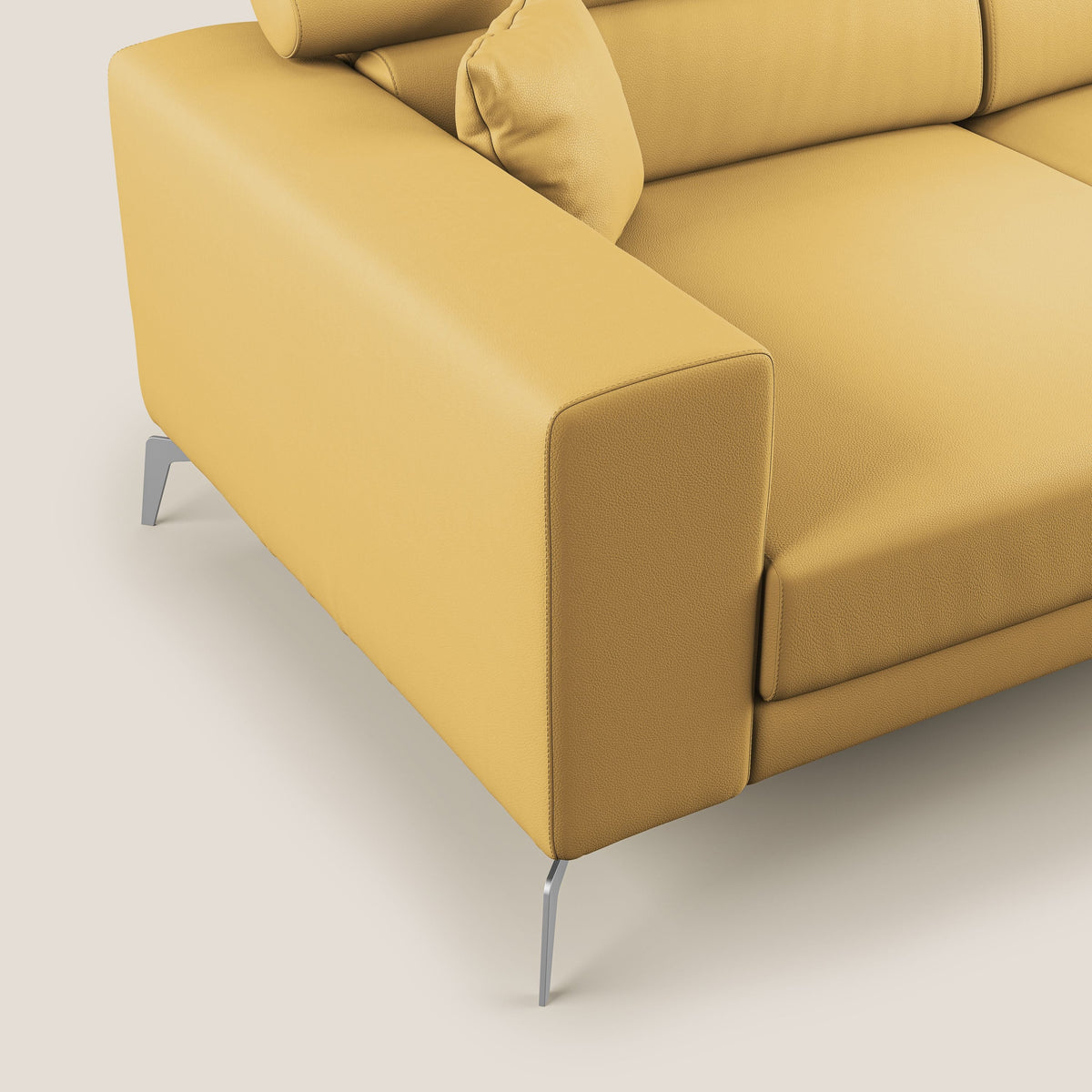 Blade Divano moderno con poggiatesta reclinabili in Ecopelle T04 giallo - divitt.sbs