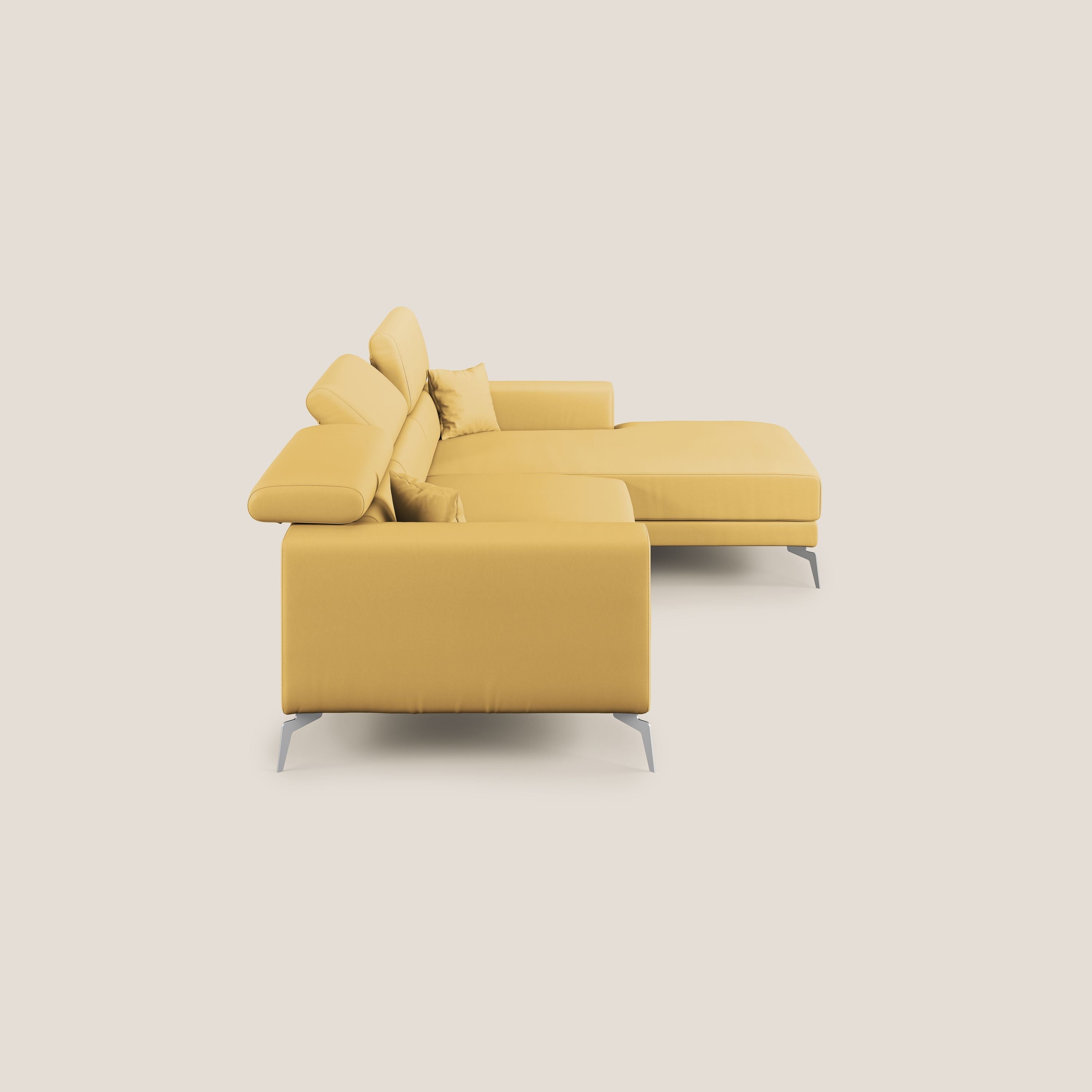Blade Divano moderno angolare con poggiatesta reclinabili in Ecopelle T04 giallo - divitt.sbs