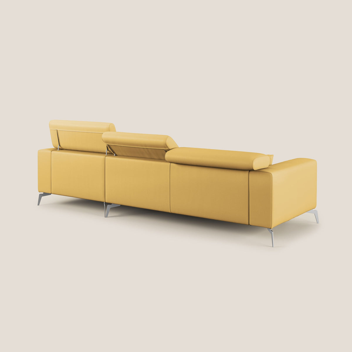 Blade Divano moderno angolare con poggiatesta reclinabili in Ecopelle T04 giallo - divitt.sbs