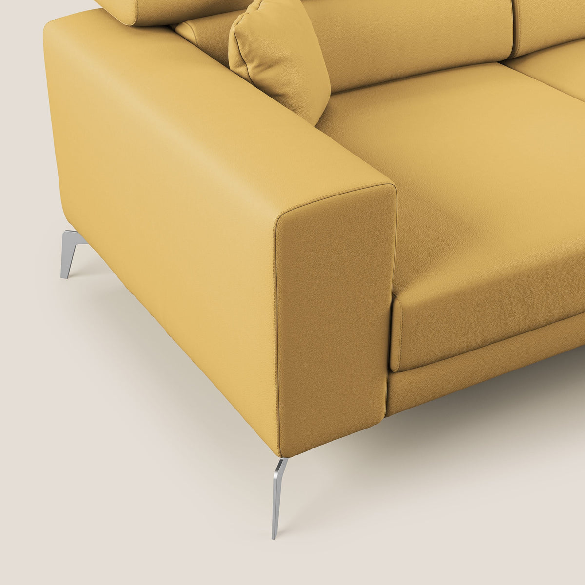 Blade Divano moderno angolare con poggiatesta reclinabili in Ecopelle T04 giallo - divitt.sbs
