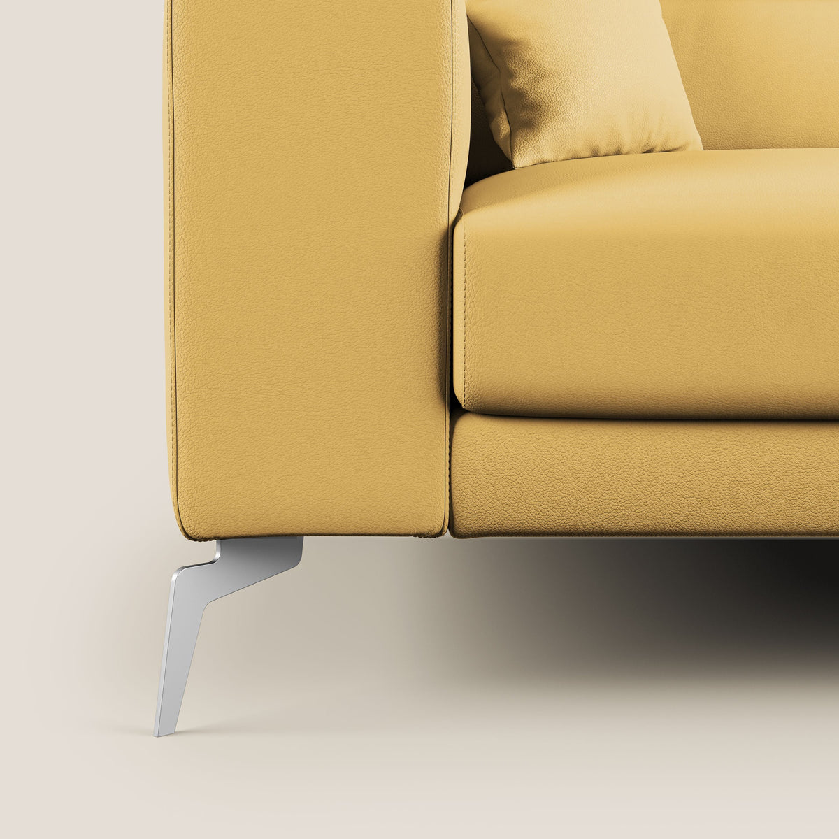 Blade Divano moderno angolare con poggiatesta reclinabili in Ecopelle T04 giallo - divitt.sbs