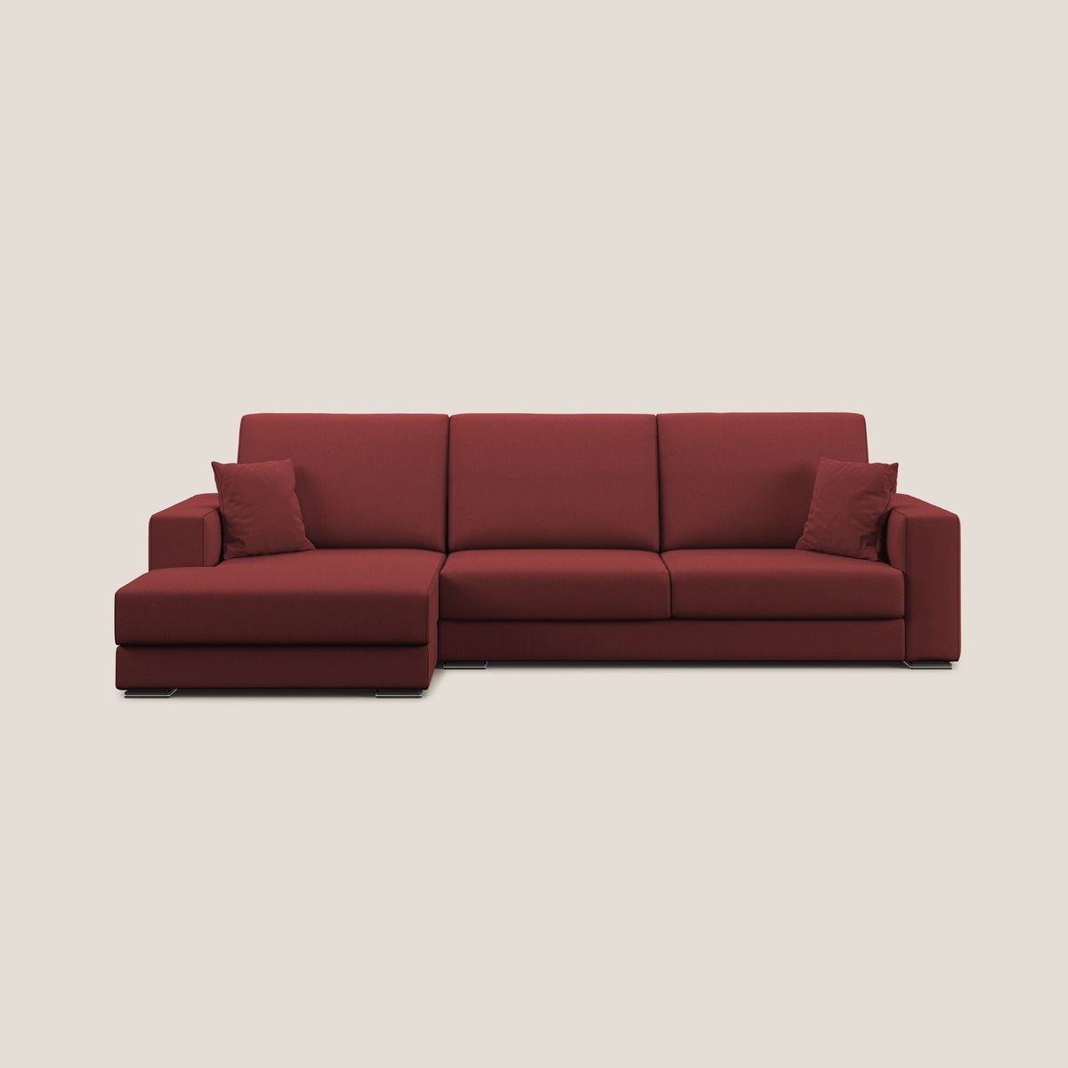 Marte divano angolare in tessuto smacchiabile impermeabile T08 rosso - divitt.sbs