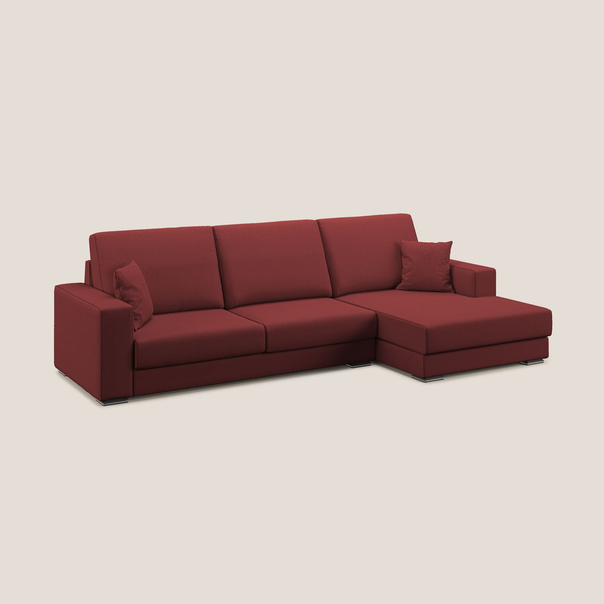 Marte divano angolare in tessuto smacchiabile impermeabile T08 rosso - divitt.sbs