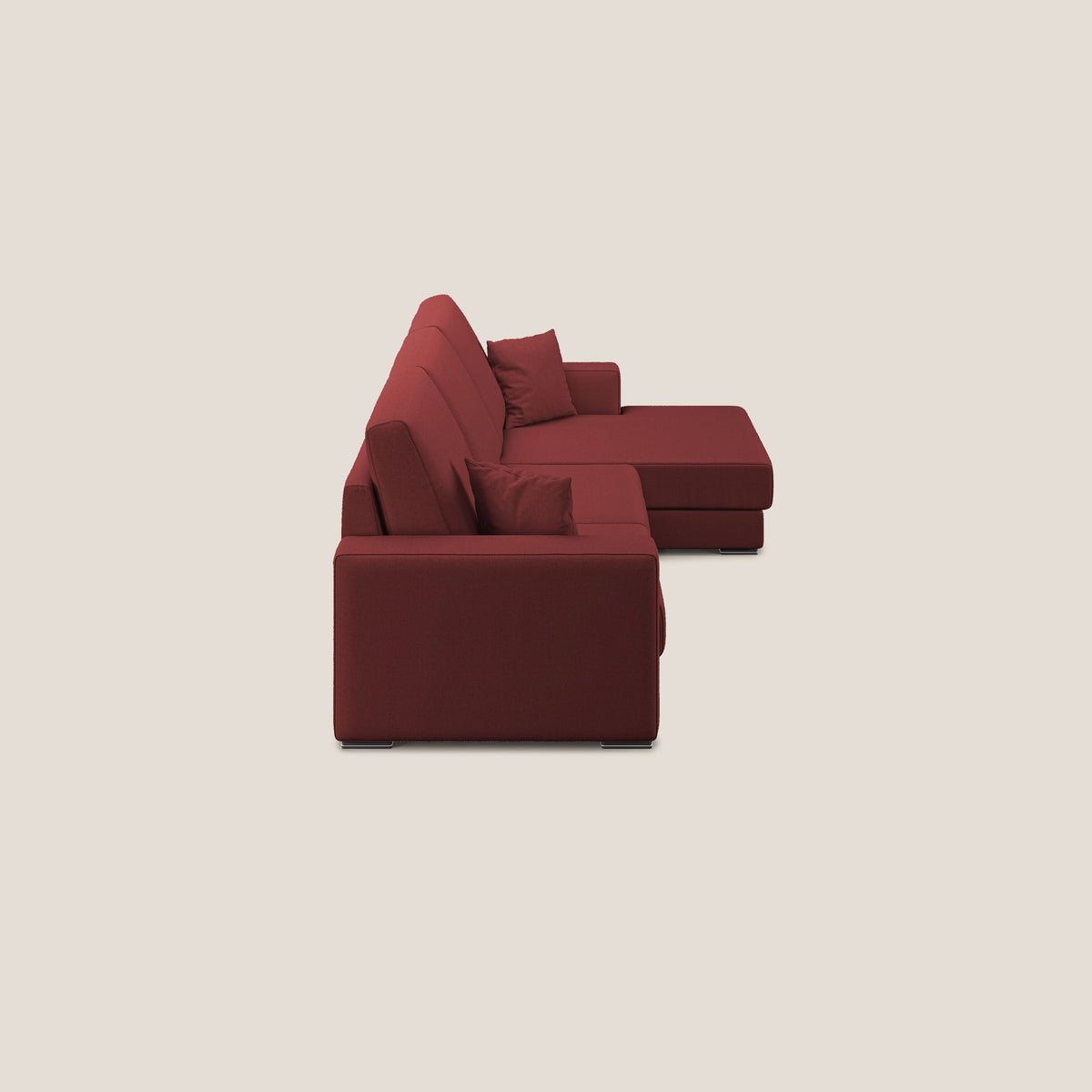 Marte divano angolare in tessuto smacchiabile impermeabile T08 rosso - divitt.sbs