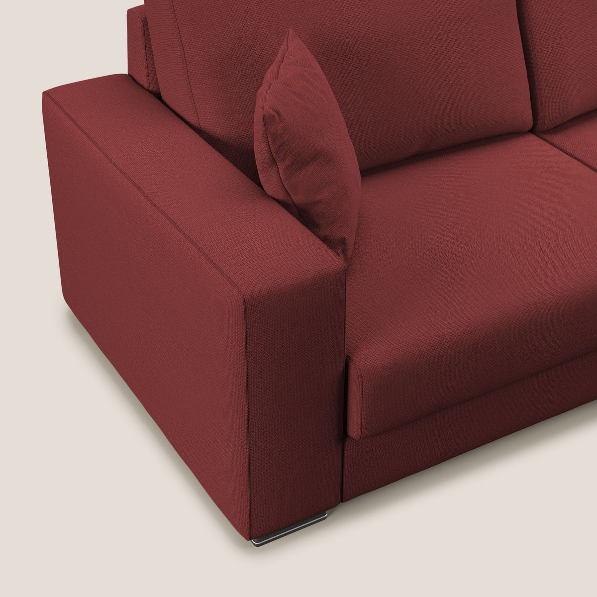 Marte divano angolare in tessuto smacchiabile impermeabile T08 rosso - divitt.sbs