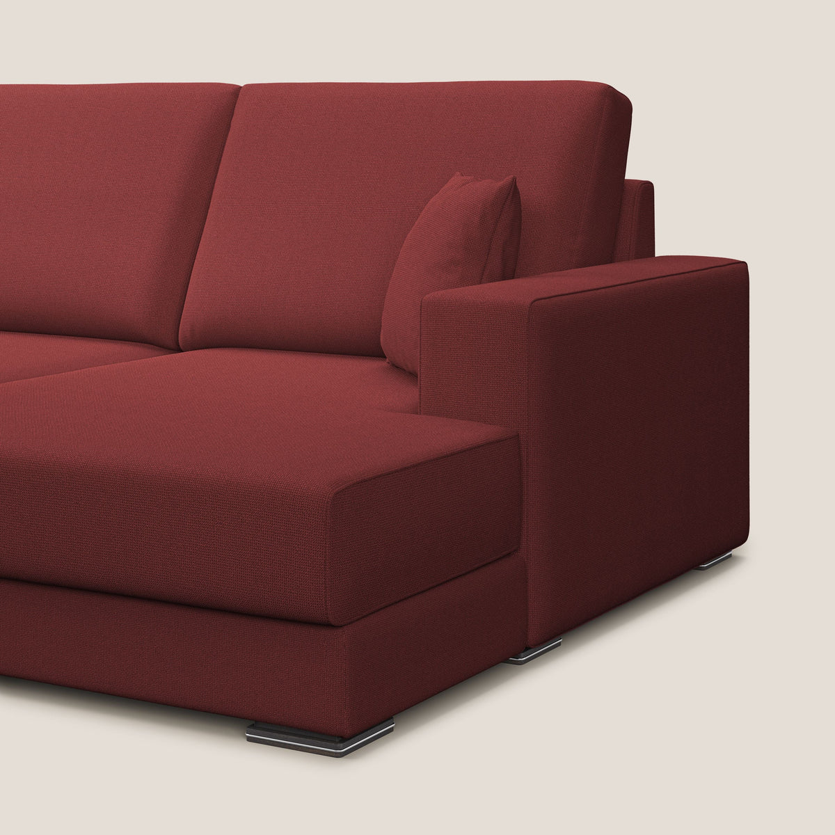 Marte divano angolare in tessuto smacchiabile impermeabile T08 rosso - divitt.sbs