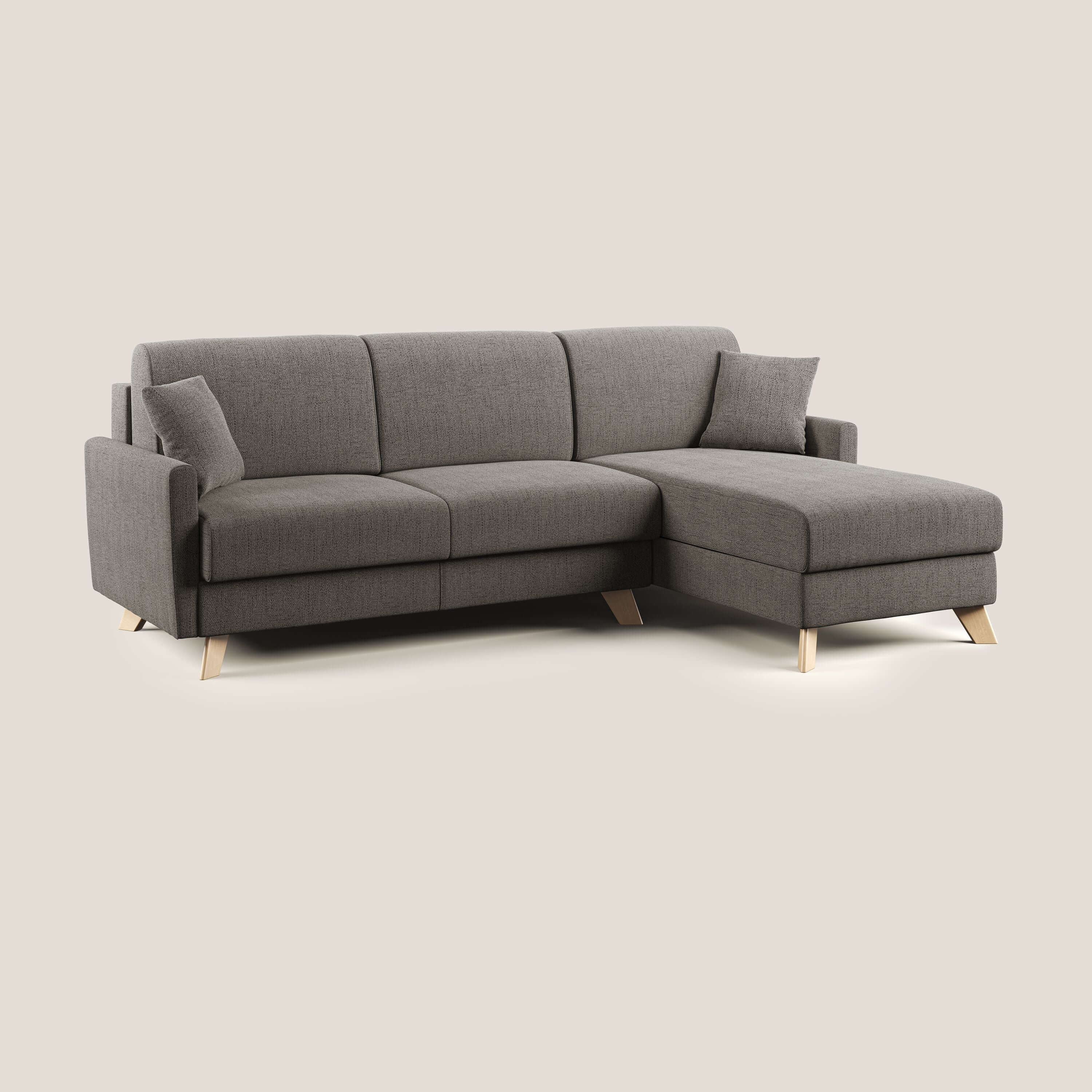 Edgar divano letto angolare in tessuto felis impermeabile T03 talpa - divitt.sbs