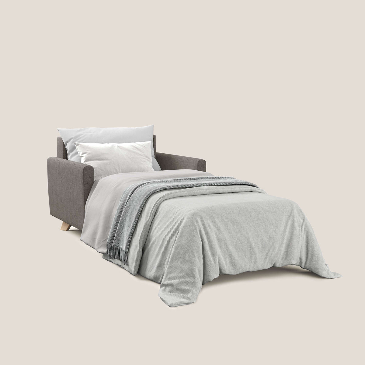 Edgar poltrona letto in tessuto felis impermeabile T03 talpa - divitt.sbs