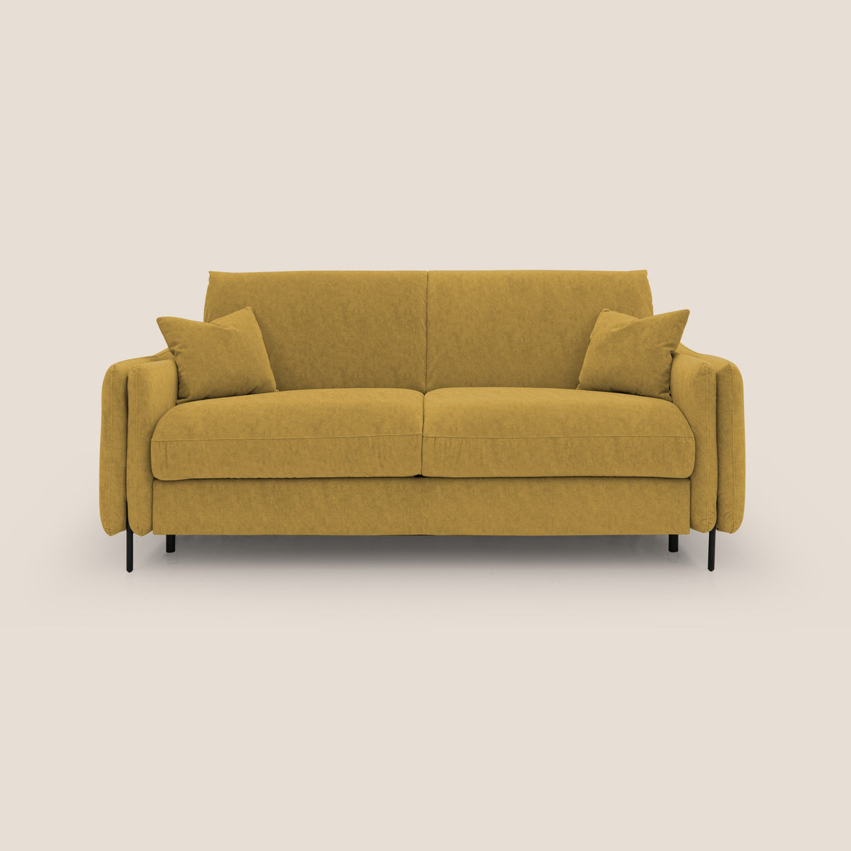 Gregory Divano letto con materasso h18 cm in microfibra effetto velluto impermeabile T09 giallo - divitt.sbs