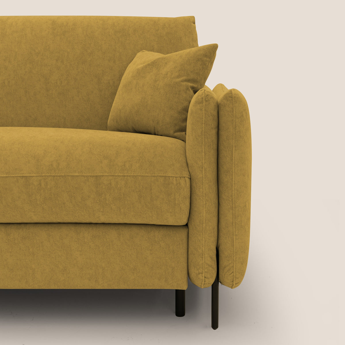 Gregory Divano letto con materasso h18 cm in microfibra effetto velluto impermeabile T09 giallo - divitt.sbs