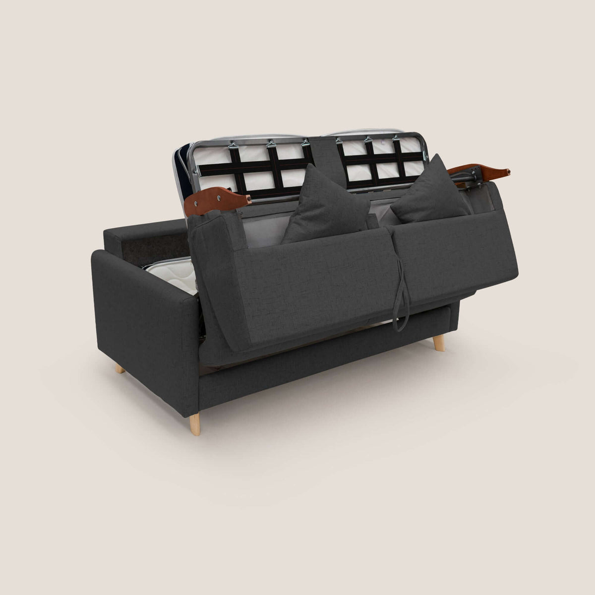 Edgar divano letto matrimoniale in tessuto felis impermeabile T03 antracite - divitt.sbs