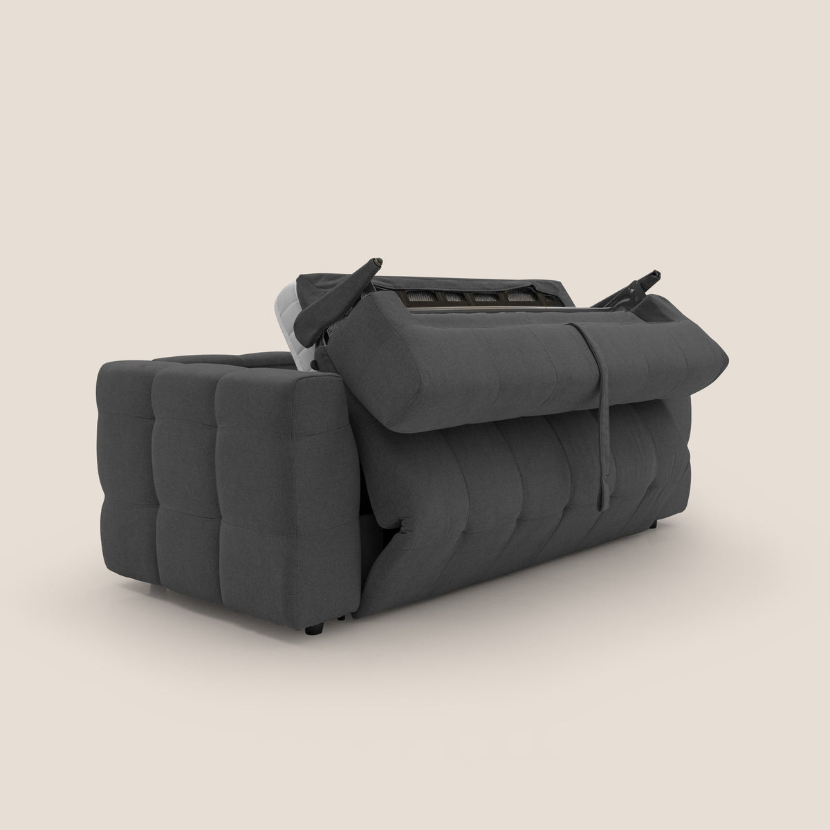 Tender Divano letto matrimoniale dal design innovativo in tessuto bouclet impermeabile T07 antracite - divitt.sbs