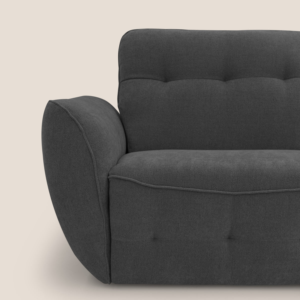 Cerbero divano angolare con pouf mobile in morbido bouclé impermeabile T07 antracite - divitt.sbs