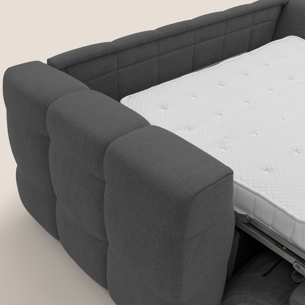 Tender Divano letto matrimoniale dal design innovativo in tessuto bouclet impermeabile T07 antracite - divitt.sbs