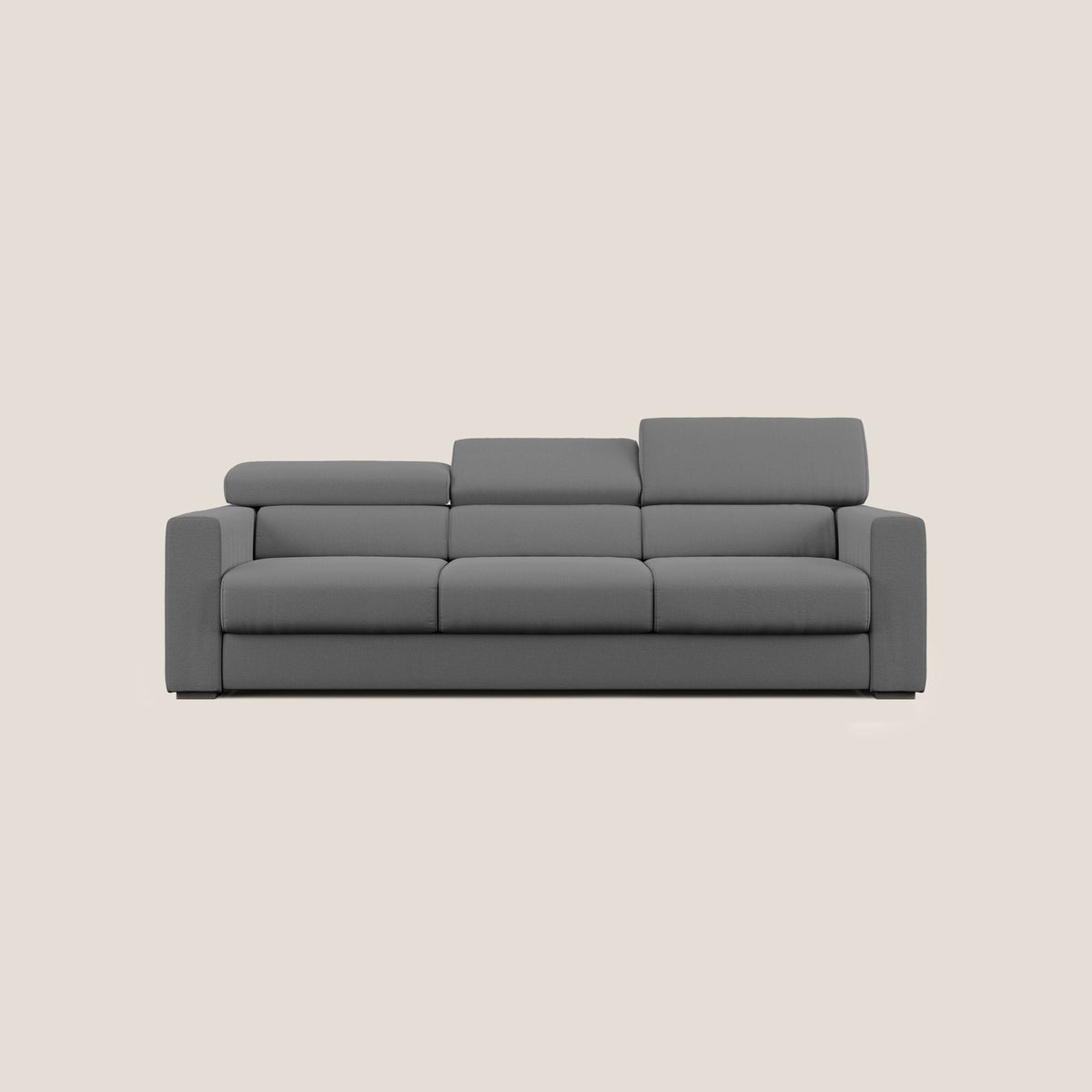 Dylan divano a 3 sedute con pouf estraibile poggiapiedi in tessuto fiammato simil cotone impermeabile T19 antracite - divitt.sbs