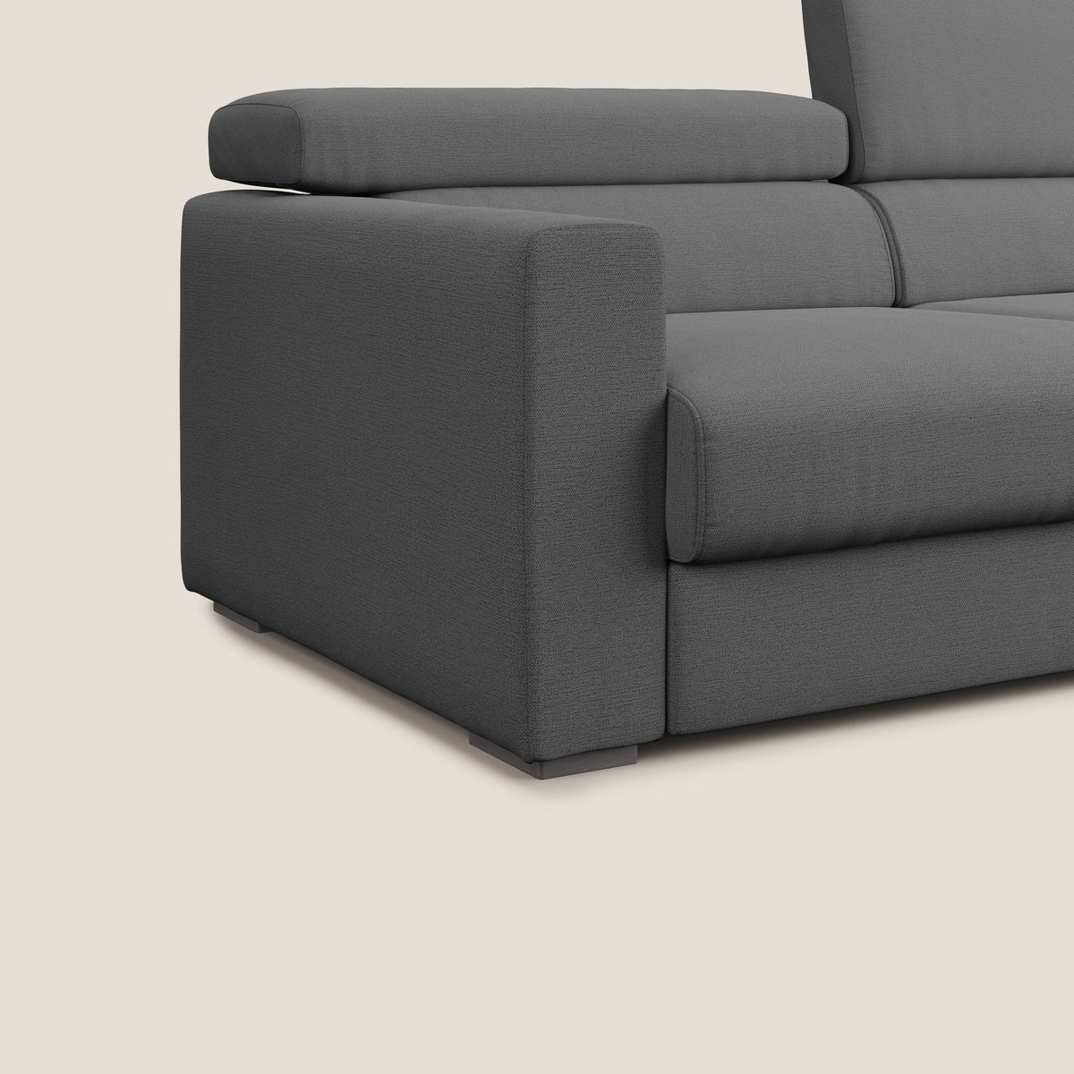 Dylan divano allungabile con pouf estraibile poggiapiedi in tessuto fiammato simil cotone impermeabile T19 antracite - divitt.sbs
