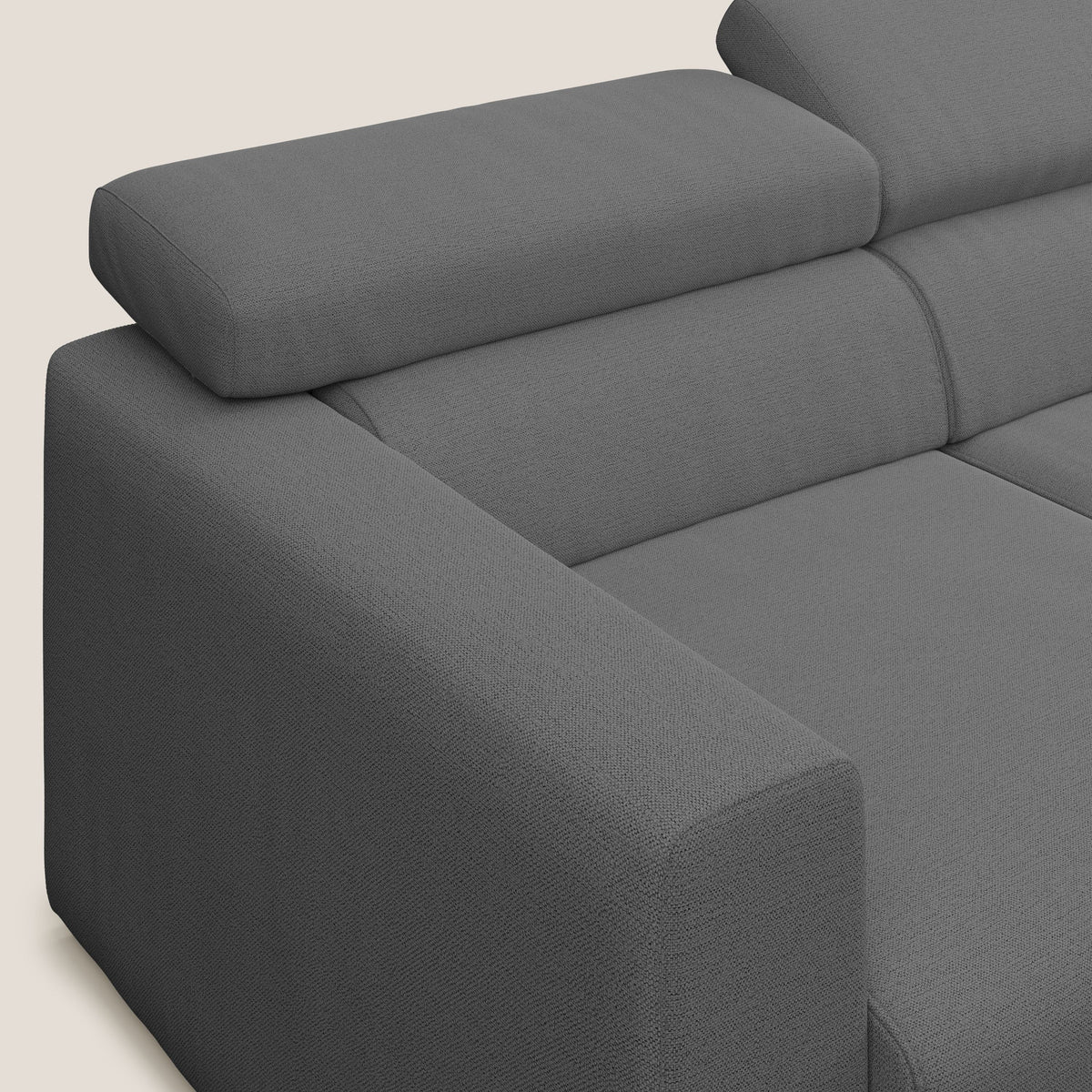 Dylan divano a 3 sedute con pouf estraibile poggiapiedi in tessuto fiammato simil cotone impermeabile T19 antracite - divitt.sbs