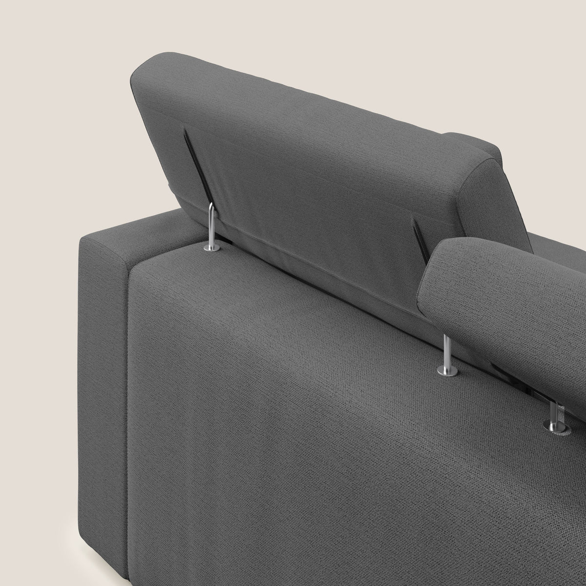 Dylan divano a 3 sedute con pouf estraibile poggiapiedi in tessuto fiammato simil cotone impermeabile T19 antracite - divitt.sbs