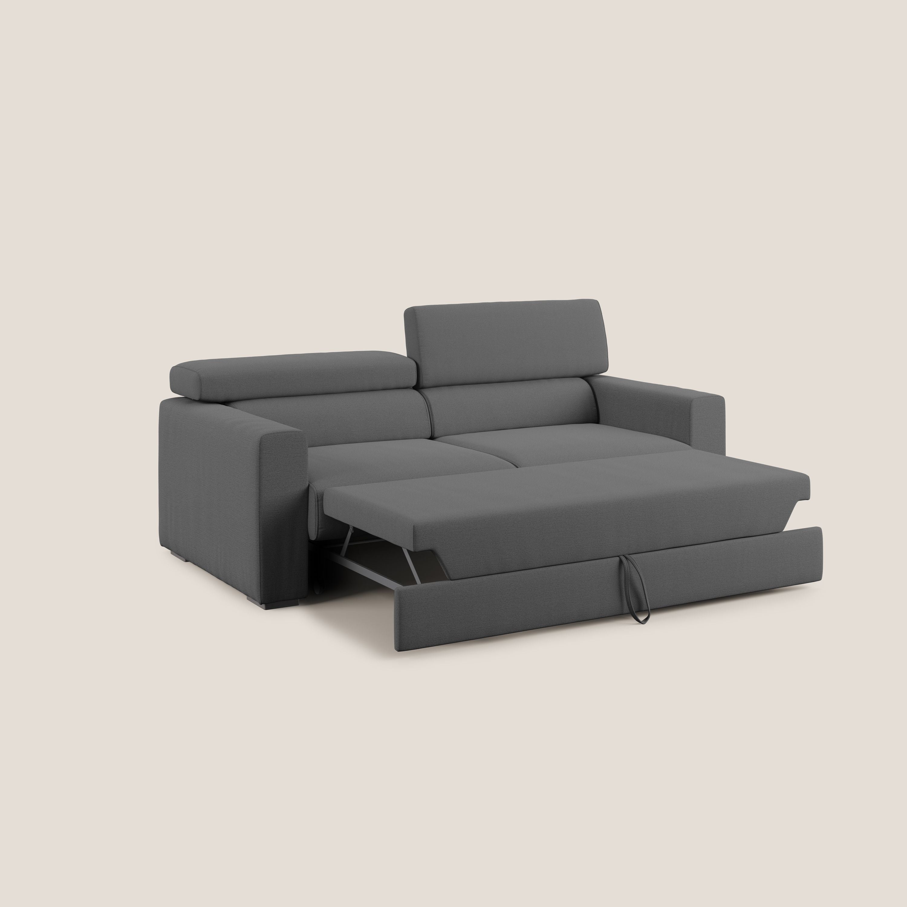 Dylan divano allungabile con pouf estraibile poggiapiedi in tessuto fiammato simil cotone impermeabile T19 antracite - divitt.sbs