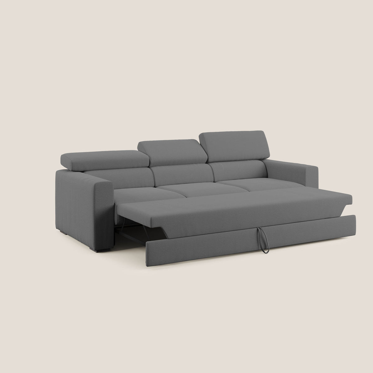 Dylan divano a 3 sedute con pouf estraibile poggiapiedi in tessuto fiammato simil cotone impermeabile T19 antracite - divitt.sbs