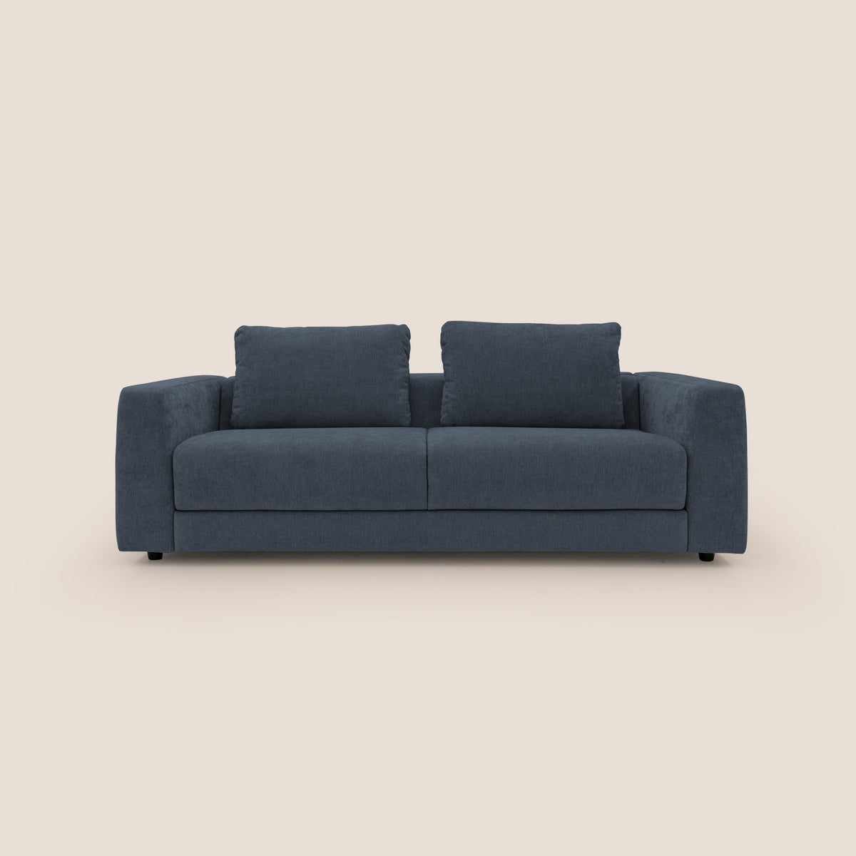 Freia Divano letto minimal materasso h15 cm con morbidi schienali in tessuto impermeabile T14 blu - divitt.sbs