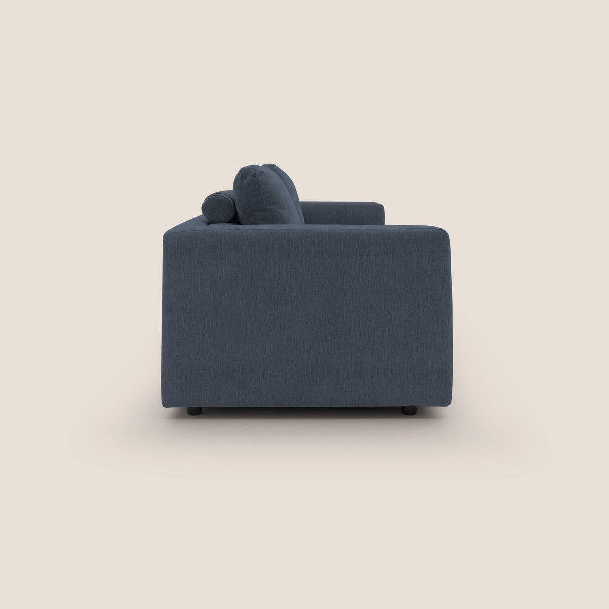 Freia Divano letto minimal materasso h15 cm con morbidi schienali in tessuto impermeabile T14 blu - divitt.sbs
