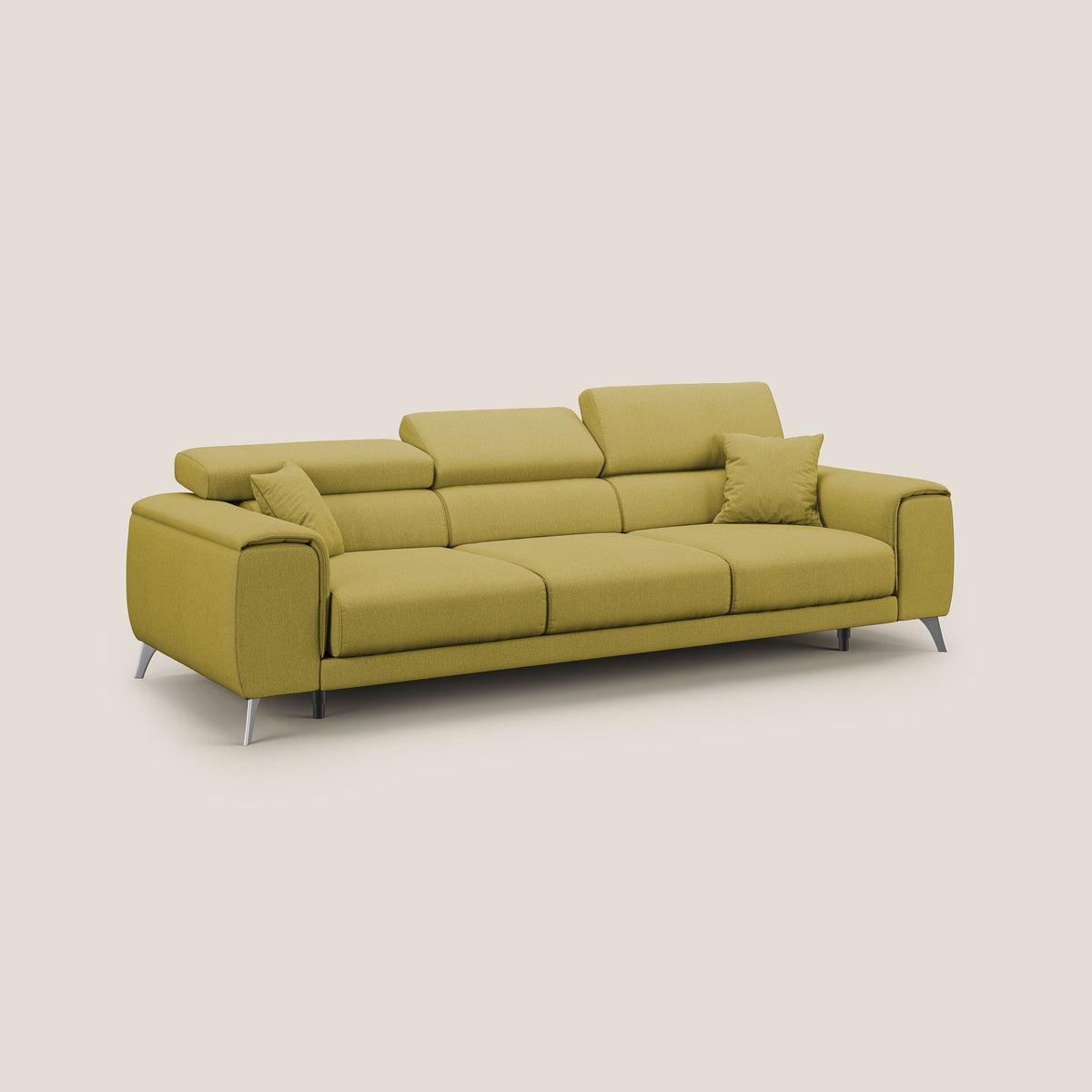 Fusion divano con 3 sedute allungabili in tessuto smacchiabile T05 giallo - divitt.sbs