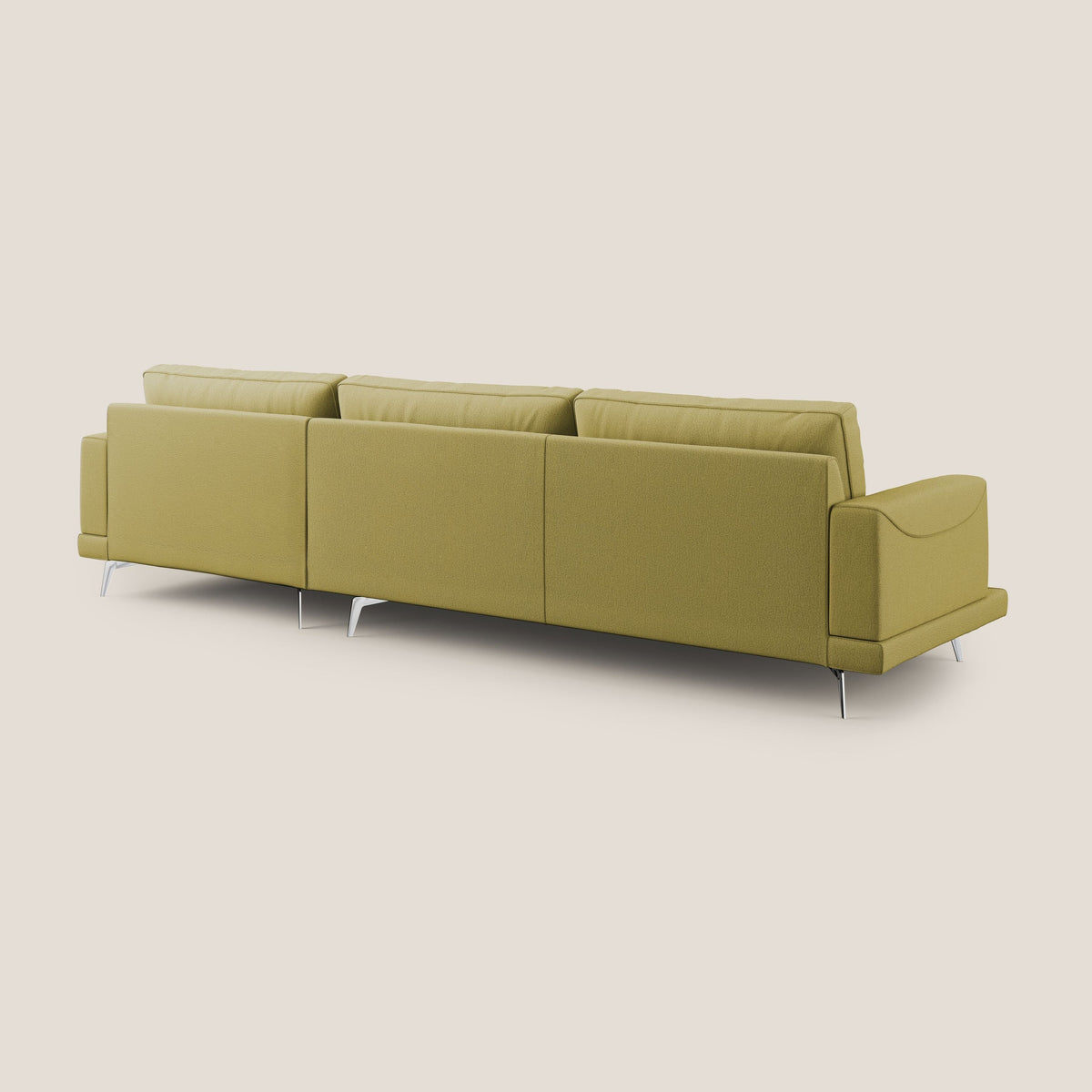Dorian divano moderno angolare con penisola in tessuto morbido antimacchia T05 giallo - divitt.sbs