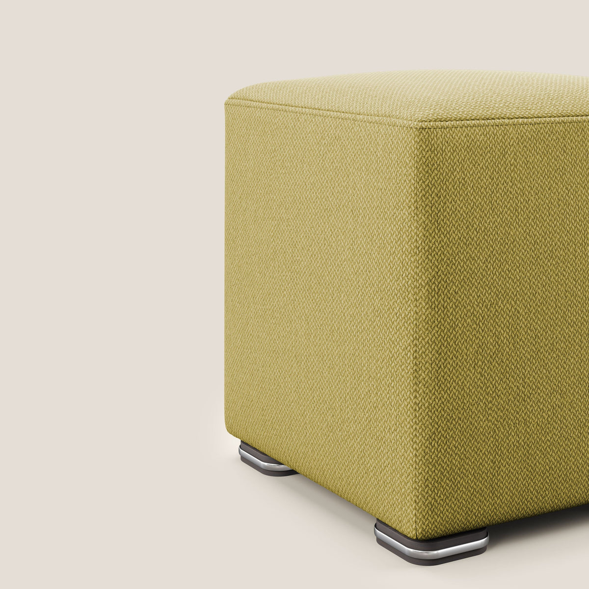 Cube pouf in tessuto morbido smacchiabile T05 giallo - divitt.sbs