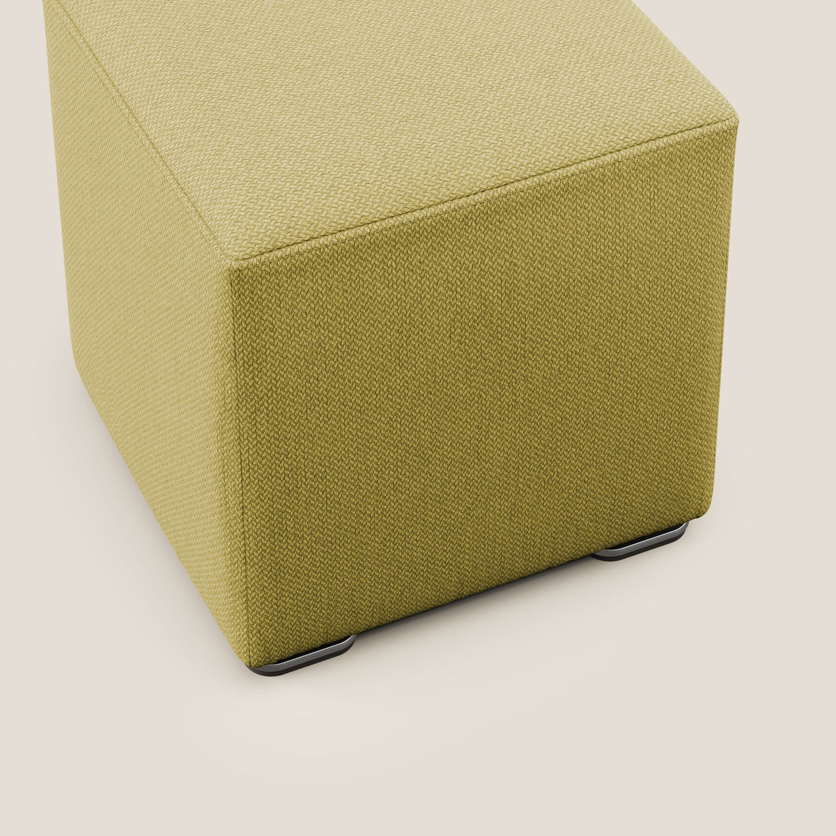 Cube pouf in tessuto morbido smacchiabile T05 giallo - divitt.sbs