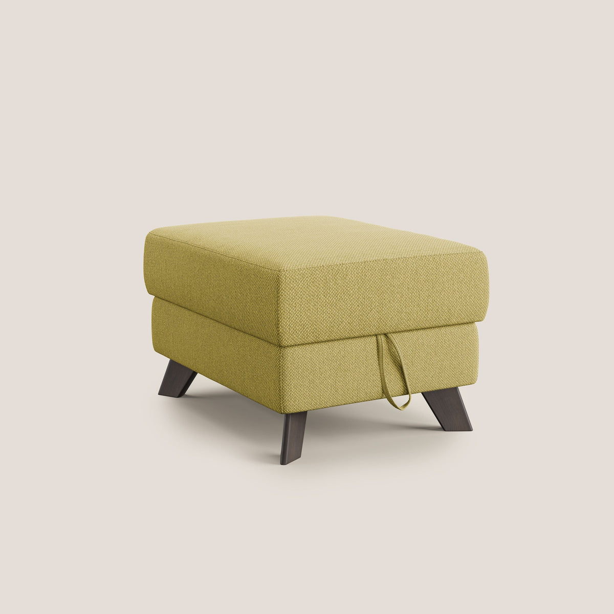 Moon Pouf contenitore e piedini alti in tessuto smacchiabile con acqua T05 giallo - divitt.sbs