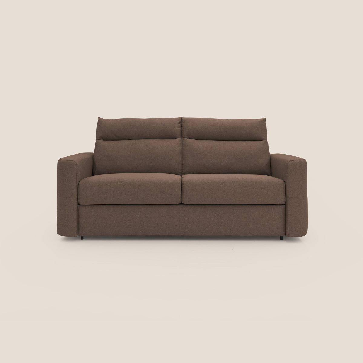 Cupido Divano letto materasso H18 cm e schienale alto in tessuto impermeabile simil cotone T13 marrone - divitt.sbs